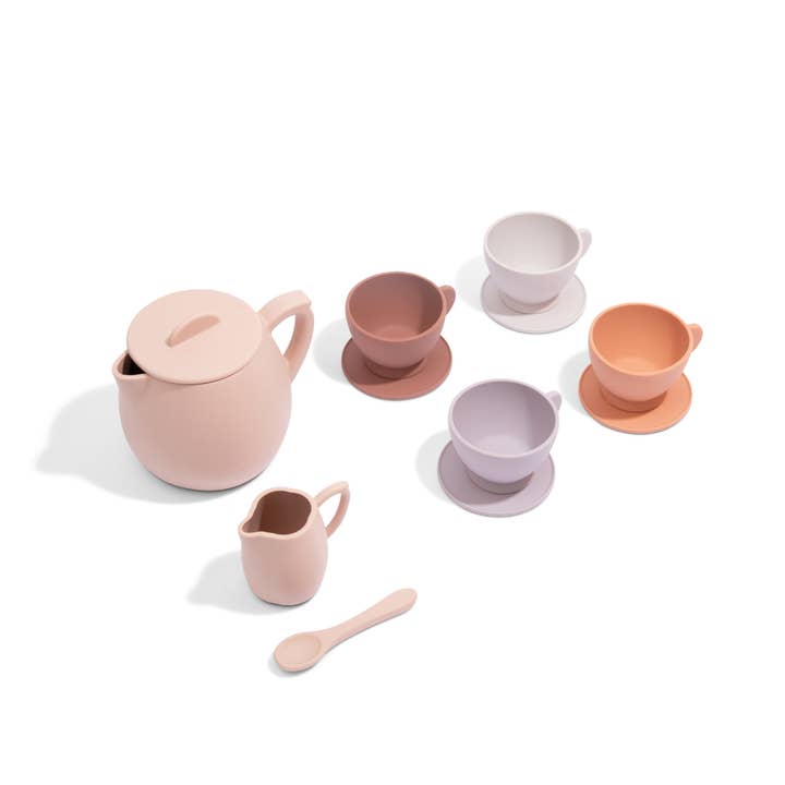 bug + bean kids - Silicone Tea Set - 12-Piece Set - Kids Pretend Playset - Ages 2+-1