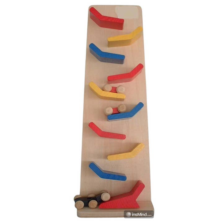 ToysLink - Wooden Falling Car Tumble Track Toy - Ages 3+-1