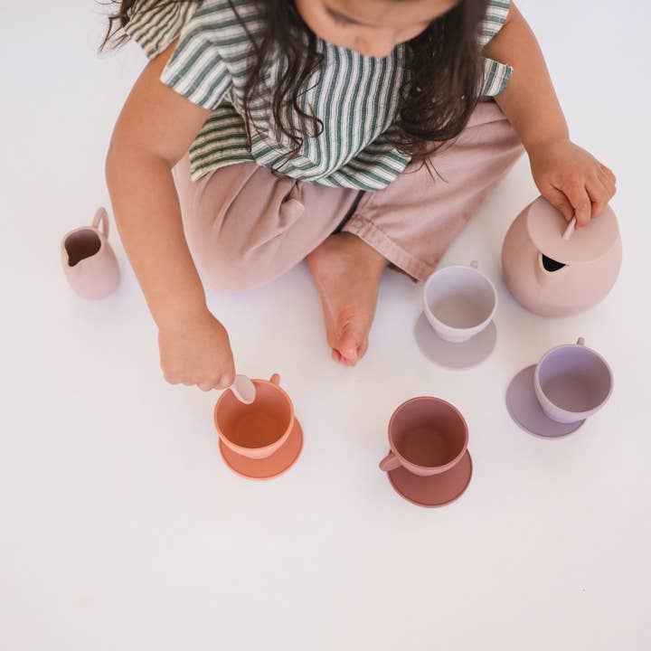 bug + bean kids - Silicone Tea Set - 12-Piece Set - Kids Pretend Playset - Ages 2+-3