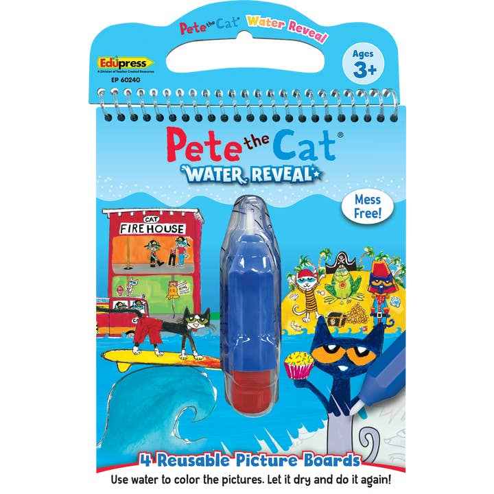 Teacher Created Resources - Pete the Cat Mess-Free Water Reveal Educational Coloring Book - Ages 2+-1
