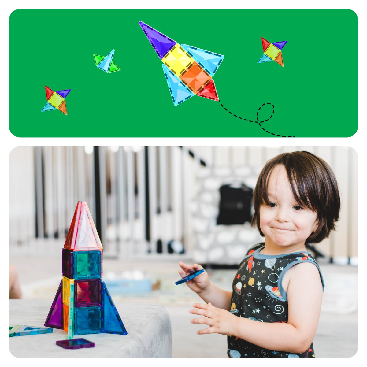 PicassoTiles 40-Piece Travel Size Magnetic Tile Building Set - Ages 3+-6
