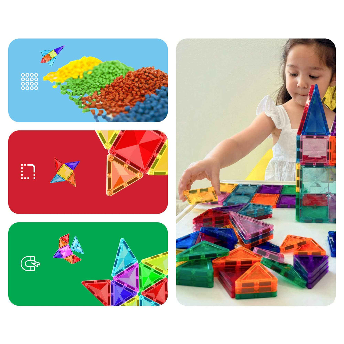 PicassoTiles 40-Piece Travel Size Magnetic Tile Building Set - Ages 3+-5