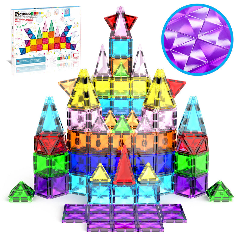 PicassoTiles 40-Piece Travel Size Magnetic Tile Building Set - Ages 3+-1