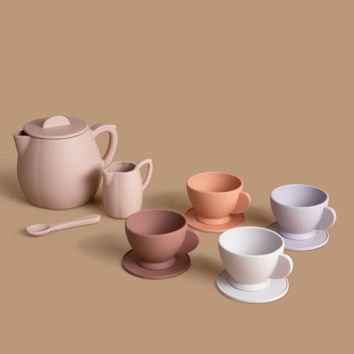 bug + bean kids - Silicone Tea Set - 12-Piece Set - Kids Pretend Playset - Ages 2+-2