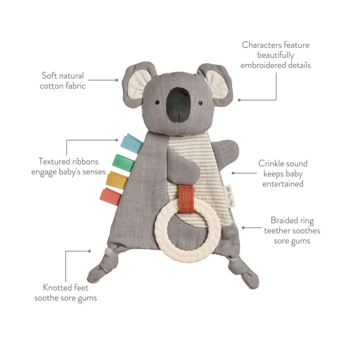 Itzy Ritzy - Bitzy Crinkle Koala Sensory Toy with Teether - Ages 0–12 Months-2