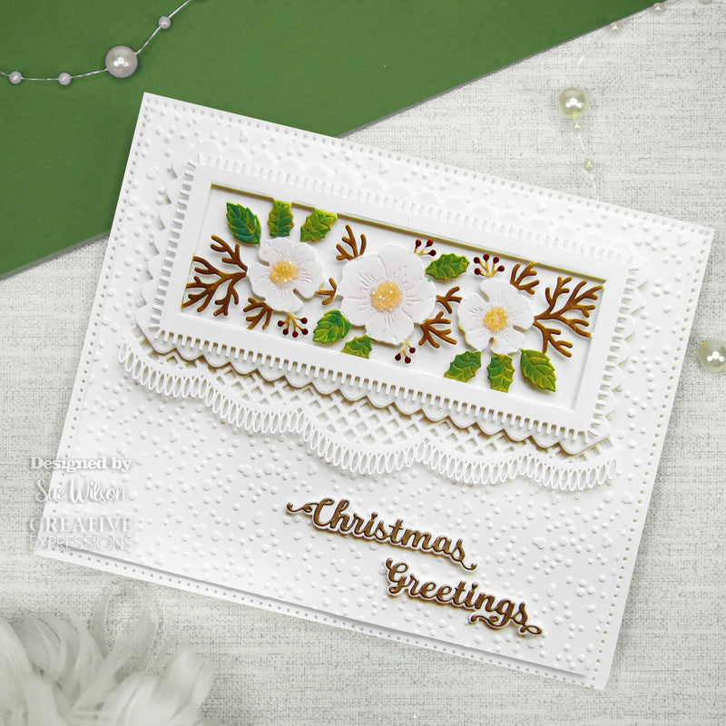 Creative Expressions Sue Wilson Festive Christmas Rose Floral Panels Craft Die-6