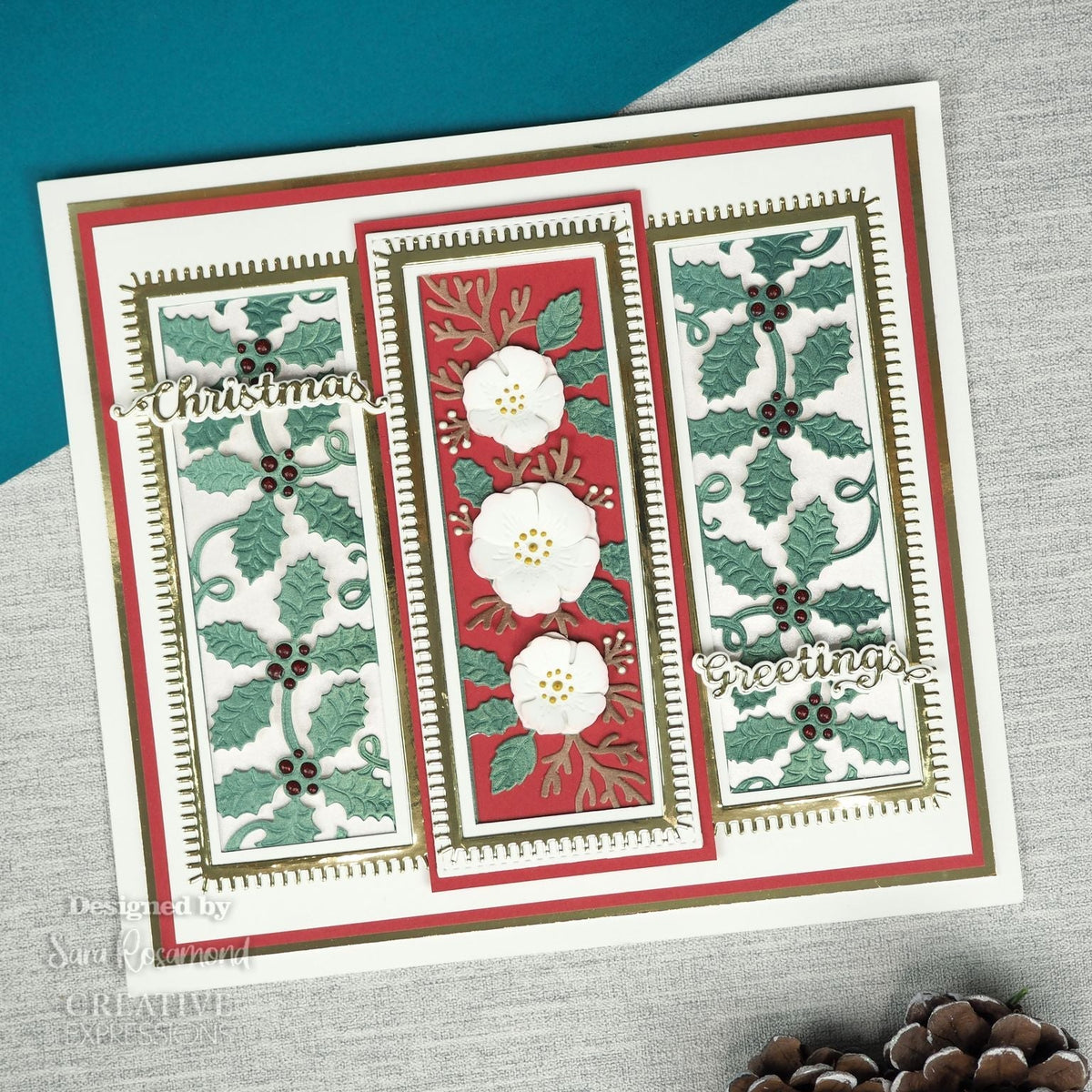 Creative Expressions Sue Wilson Festive Christmas Rose Floral Panels Craft Die-2