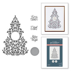 Juego de placa y troquel Holly Tree de la colección navideña BetterPress-2