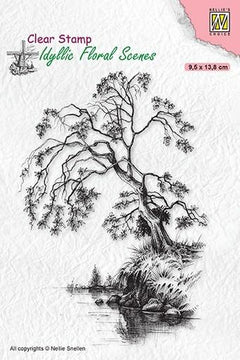Idyllic Floral Scene Stamp Tree On Waterside-1