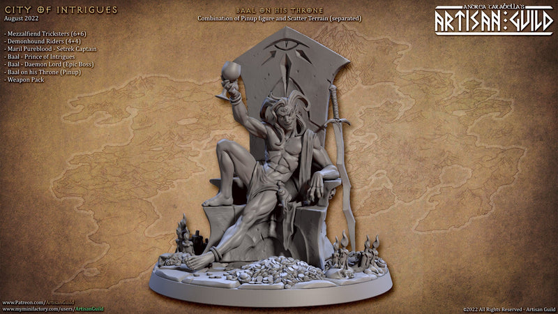 Baal on his Throne - Artisan Guild | Pin Up | Pinup | Boss | Tiefling | NPC | Sexy | Male | DnD | Pathfinder | Demon Hunters | Fantasy-1
