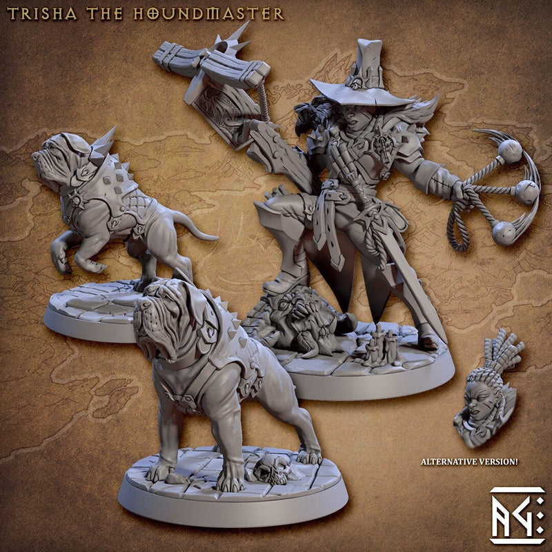 Trisha The Houndmaster - Artisan Guild | Female | Human | Ranger | Demon Hunter | DnD | Pathfinder | Ranged | Fantasy | Dog | Beastmaster-1