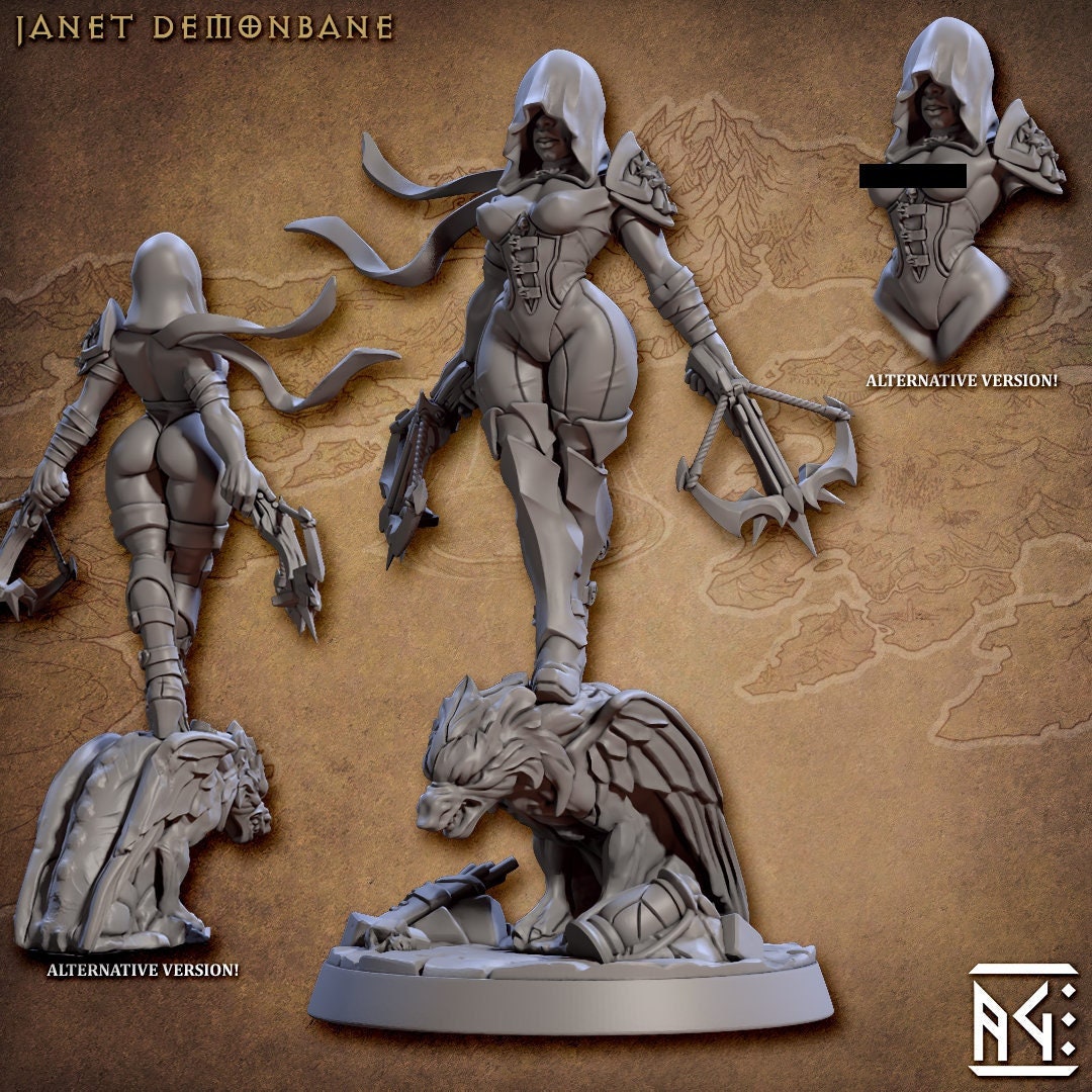 Janet Demonbane - Artisan Guild | Pinup | Fantasy | Ranger | Female | PC | Assassin | Rogue | DnD | Demon Hunter | Dungeons and Dragons-1