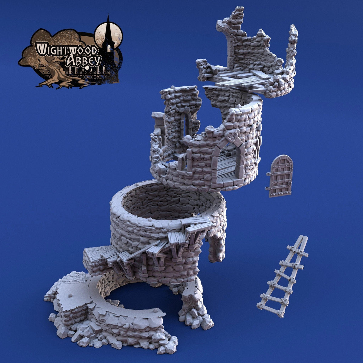 Ruined Rookery Tower - Whitewood Abbey Set | Diorama | DnD | Wargaming | Building | Village | Town - High Quality 3D Printed, 15mm 28mm 32mm-4
