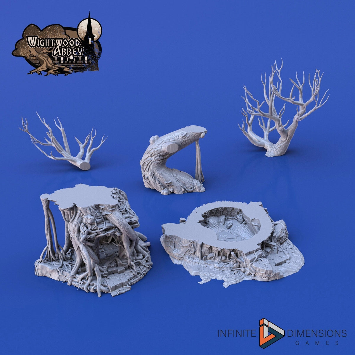 The Ancient Shrine - Whitewood Abbey Set | Diorama | DnD | Wargaming | Building | Forest | Fey - High Quality 3D Printed, 15mm, 28mm, 32mm-2