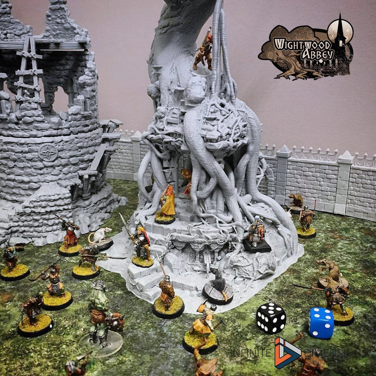The Ancient Shrine - Whitewood Abbey Set | Diorama | DnD | Wargaming | Building | Forest | Fey - High Quality 3D Printed, 15mm, 28mm, 32mm-3