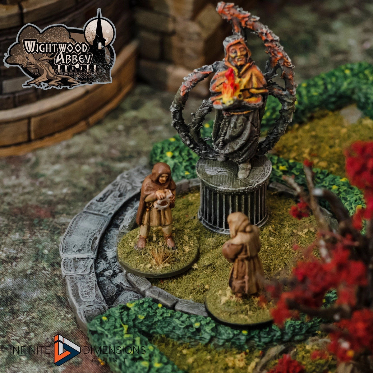 Wightwood Abbey Cloister Gardens Miniature Building - DnD, Wargaming, Model Train | Terrain | Town | Village | Plaza | Square | Pathfinder-7