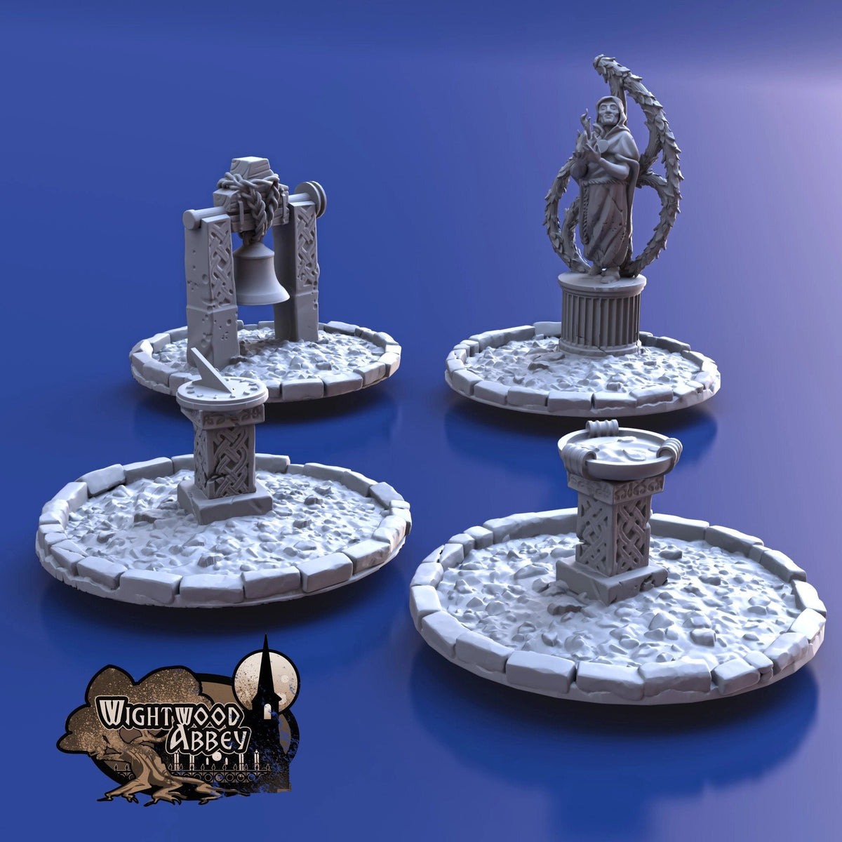 Wightwood Abbey Cloister Gardens Miniature Building - DnD, Wargaming, Model Train | Terrain | Town | Village | Plaza | Square | Pathfinder-9