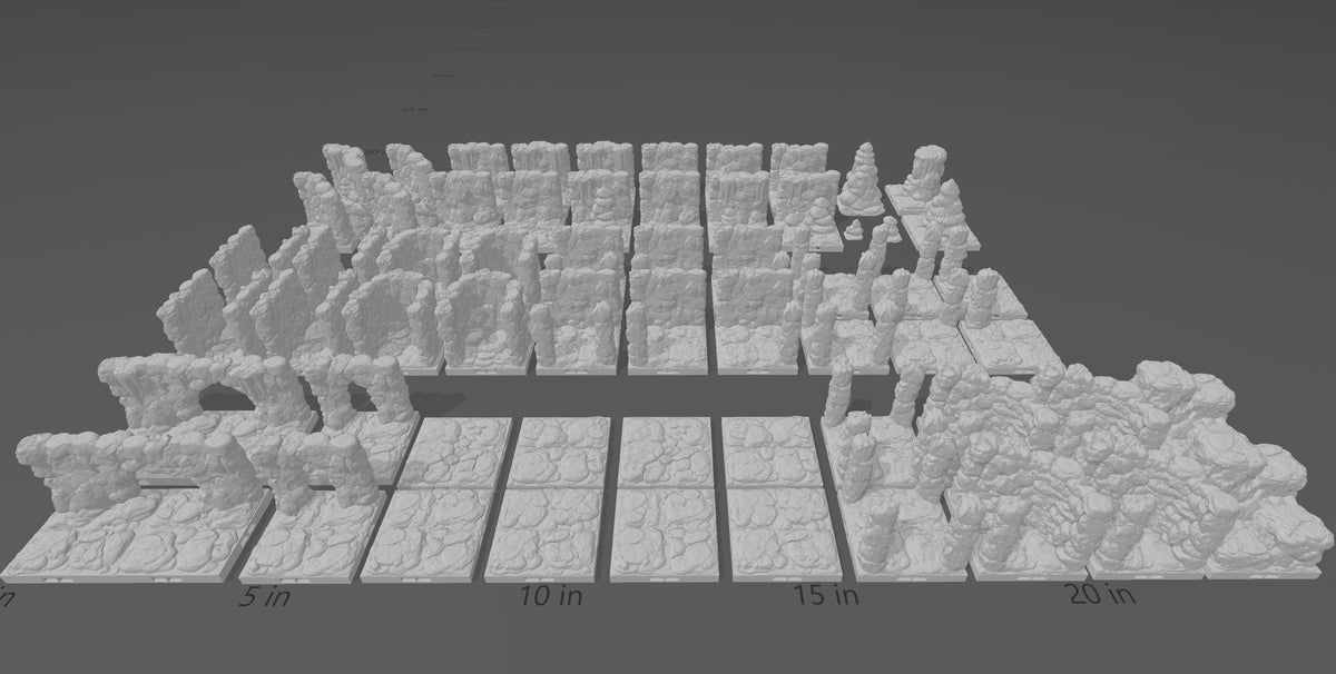 MAGNETIC DnD Terrain - DragonLock Cavern Tiles 61pc Starter Set - 1"/28mm Scale for Tabletop Dungeons and Dragons, D&D, Pathfinder-1