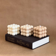 Bubble Cube Candle: Decorative Soy Wax Pillar, Handmade-7