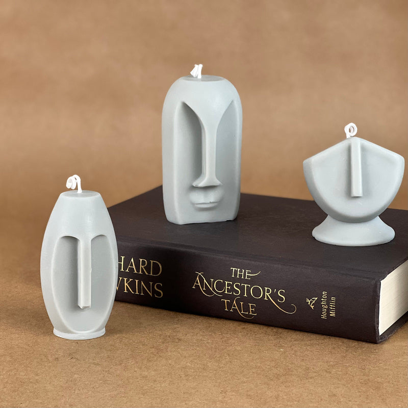 Statue Face Soy Wax Candle Set | Sculptural Home Decor-2