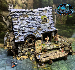 Fishing Shack Miniature Building - DnD, Wargaming, Model Train | Terrain | Town | Village | 28mm | House | Home | Market | Fisherman-1