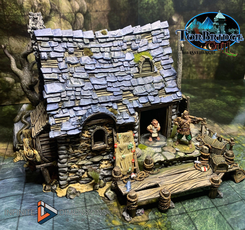 Fishing Shack Miniature Building - DnD, Wargaming, Model Train | Terrain | Town | Village | 28mm | House | Home | Market | Fisherman-1