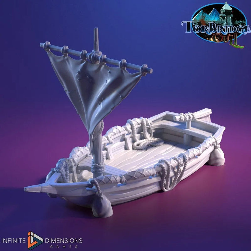 Fishing Skiff Miniature Boat - DnD, Wargaming, Model Train | Ocean Ship | 28mm | Medieval | Fantasy | Town, City, Village Terrain-2