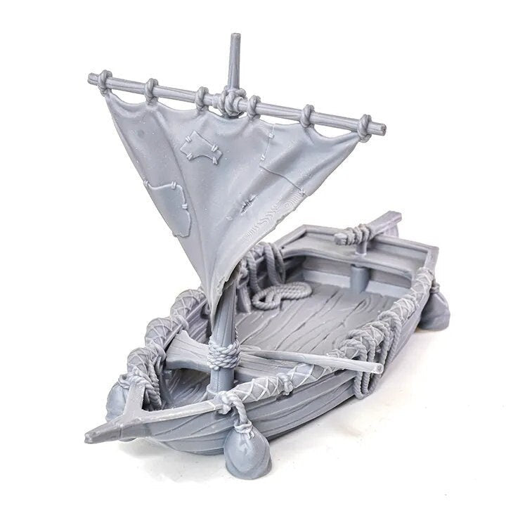 Fishing Skiff Miniature Boat - DnD, Wargaming, Model Train | Ocean Ship | 28mm | Medieval | Fantasy | Town, City, Village Terrain-1