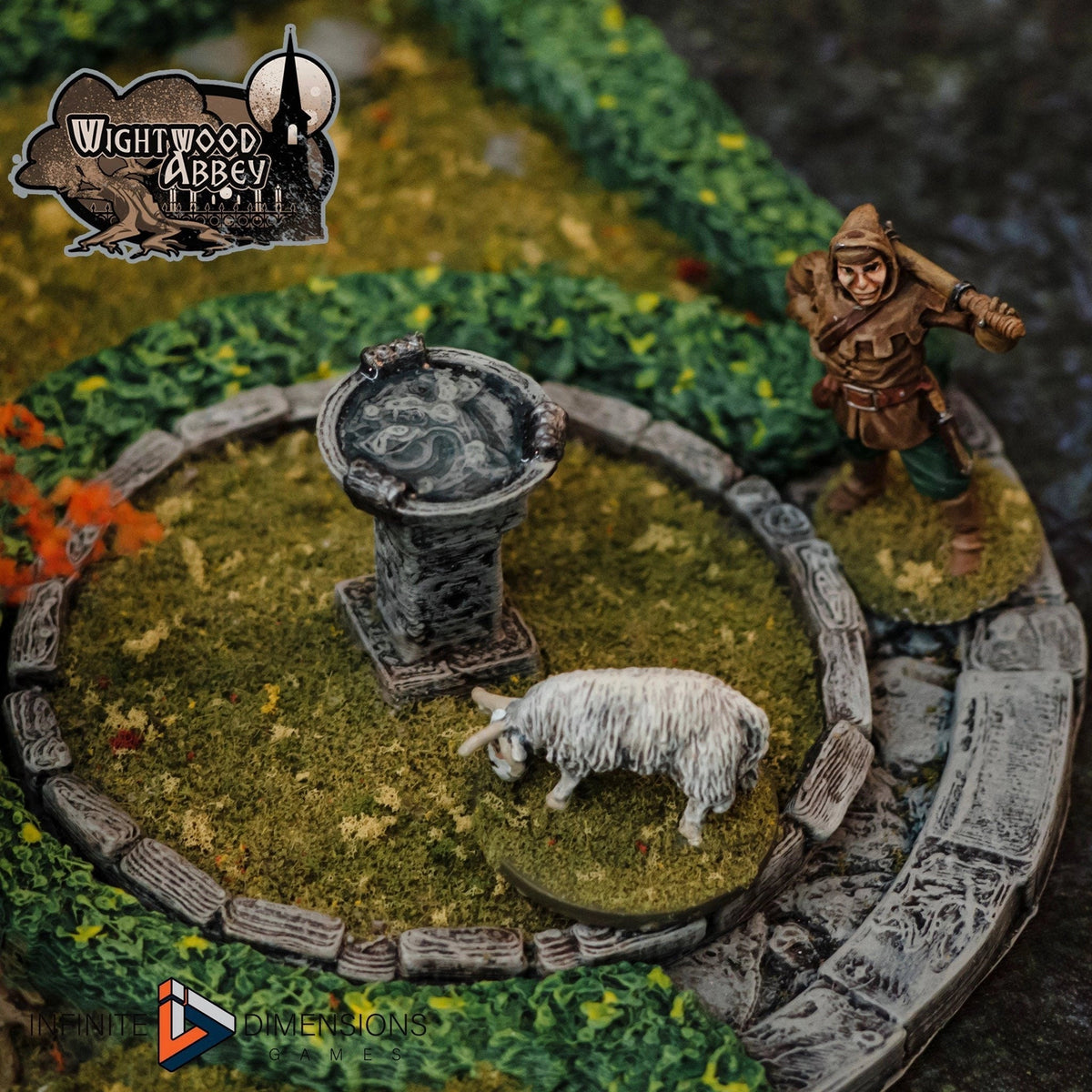Wightwood Abbey Cloister Gardens Miniature Building - DnD, Wargaming, Model Train | Terrain | Town | Village | Plaza | Square | Pathfinder-5