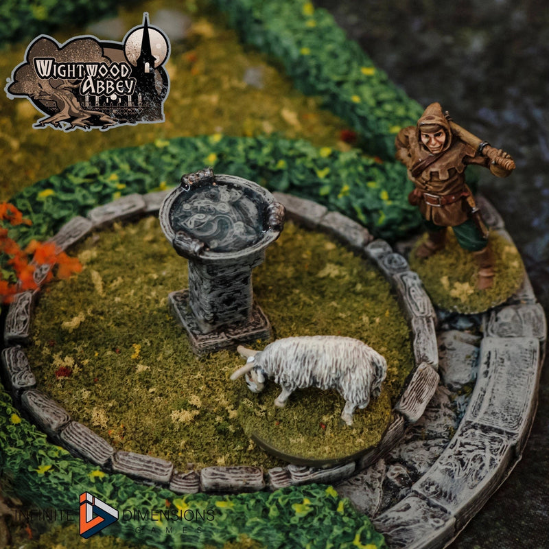 Wightwood Abbey Cloister Gardens Miniature Building - DnD, Wargaming, Model Train | Terrain | Town | Village | Plaza | Square | Pathfinder-5