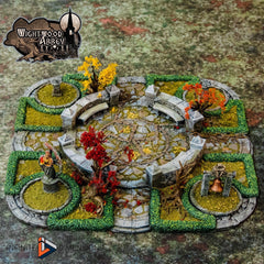 Wightwood Abbey Cloister Gardens Miniature Building - DnD, Wargaming, Model Train | Terrain | Town | Village | Plaza | Square | Pathfinder-6