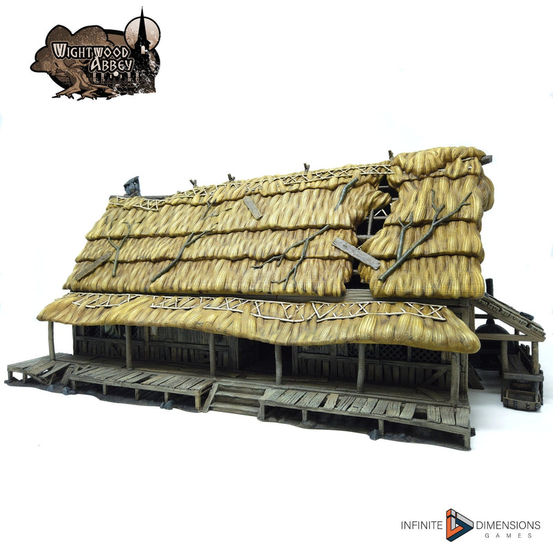 Thatched Longhouse - Whitewood Abbey Set | Diorama | DnD | Wargaming | Building | Village | Town - High Quality 3D Printed, 15mm, 28mm, 32mm-1