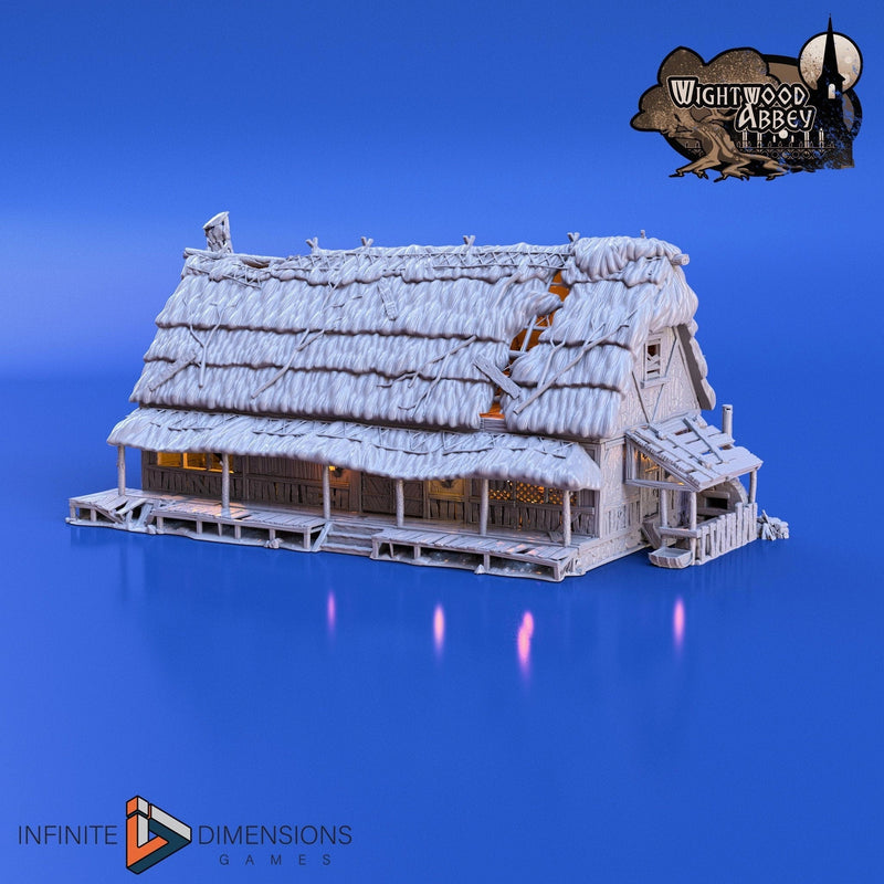 Thatched Longhouse - Whitewood Abbey Set | Diorama | DnD | Wargaming | Building | Village | Town - High Quality 3D Printed, 15mm, 28mm, 32mm-4