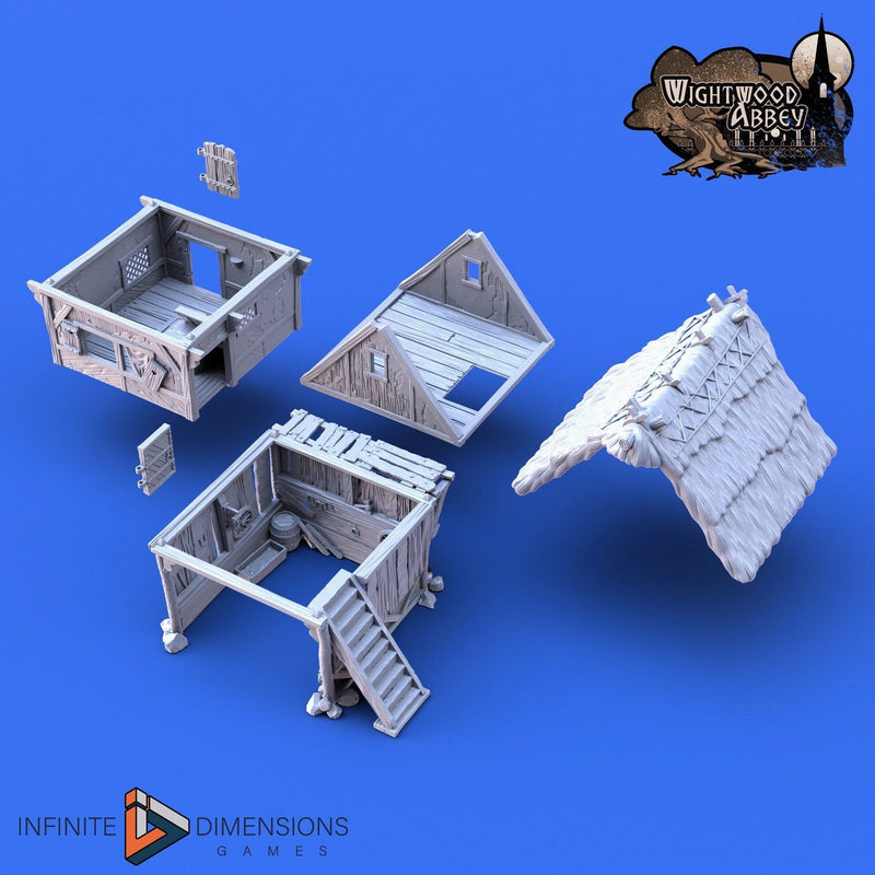 Thatched Storehouse - Whitewood Abbey Set | Diorama | DnD | Wargaming | Building | Village | Town - High Quality 3D Printed, 15mm, 28mm 32mm-3