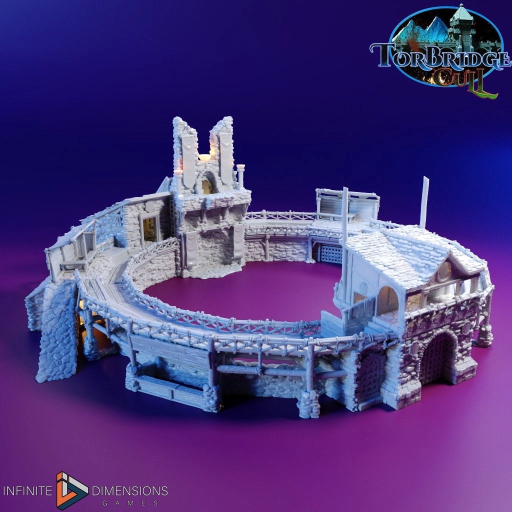 The Fighting Pits Miniature Building Set - DnD, Wargaming, Model Train | Arena | Coliseum | Medieval | Fantasy | Town, City, Village Terrain