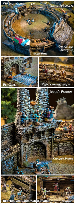 The Fighting Pits Miniature Building Set - DnD, Wargaming, Model Train | Arena | Coliseum | Medieval | Fantasy | Town, City, Village Terrain-3