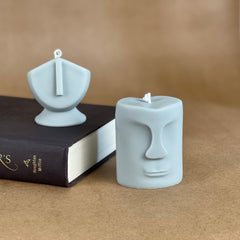 Statue Face Soy Wax Candle Set | Sculptural Home Decor-3