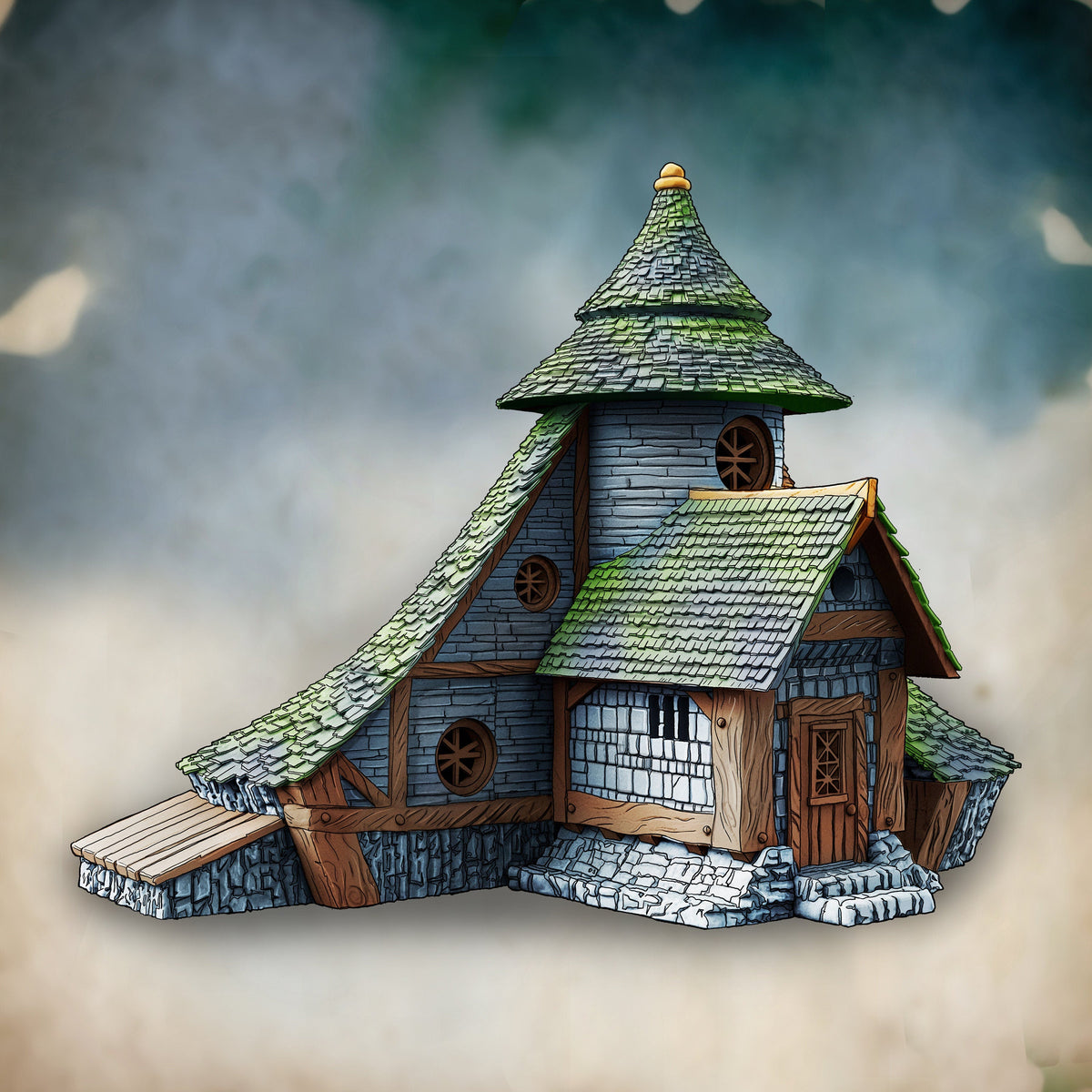 The hut of Mystic - Magic and Mages set - Medieval Tabletop Terrain for your DnD/Pathfinder/TTRPG and Wargaming setup!-2