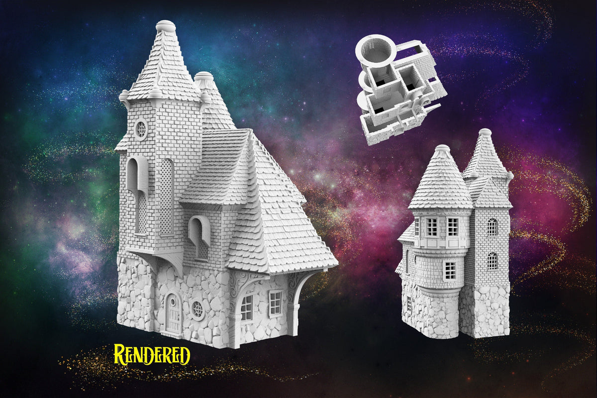 The Four Mage Manor - Magic and Mages set - Medieval Tabletop Terrain for your DnD/Pathfinder/TTRPG and Wargaming setup!-1