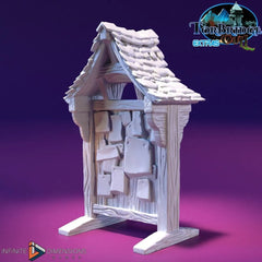 Message Kiosk / Quest Board Miniature Building - DnD, Wargaming, Model Train | Terrain | Town | Village | Plaza | Square, Pathfinder, Notice-1