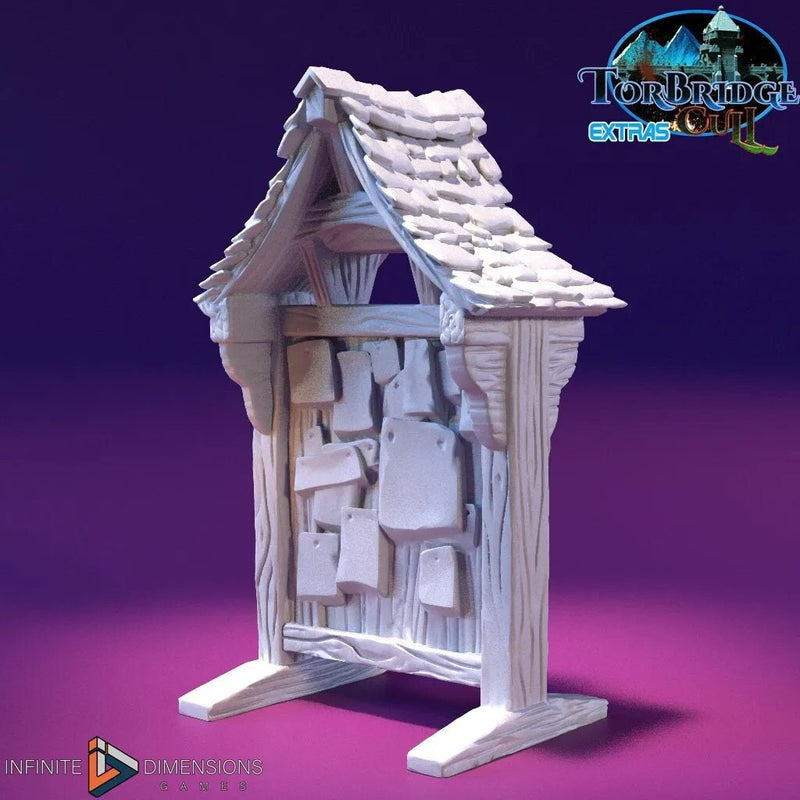 Message Kiosk / Quest Board Miniature Building - DnD, Wargaming, Model Train | Terrain | Town | Village | Plaza | Square, Pathfinder, Notice-1