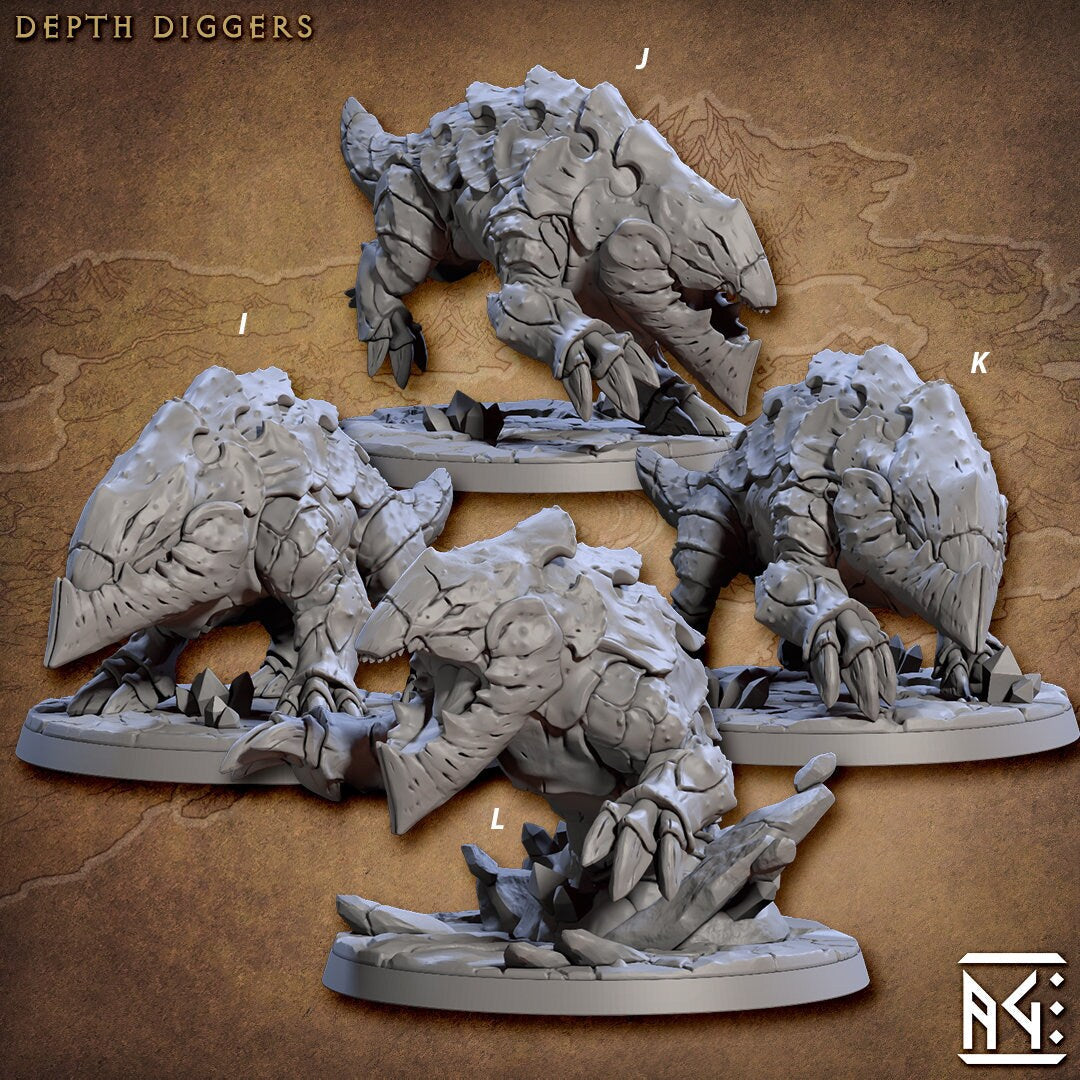 Depth Diggers - Artisan Guild | D&D | Gnome | NPC | PC | Fighter | Artificer | Bulette | 32mm | Pathfinder | Frostgrave | TTRPG | Wargaming-3