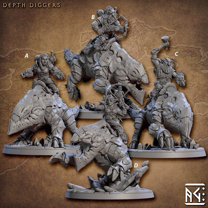 Depth Diggers - Artisan Guild | D&D | Gnome | NPC | PC | Fighter | Artificer | Bulette | 32mm | Pathfinder | Frostgrave | TTRPG | Wargaming-1