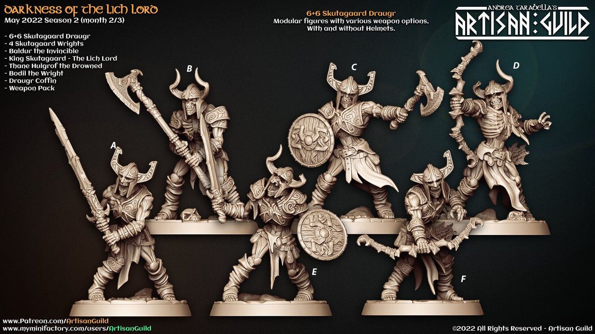 Skutagaard Draugar - Artisan Guild | D&D | Skeleton | Monster | Fighter | Melee| Archer | 32mm | Pathfinder | Frostgrave | TTRPG | Wargaming-1