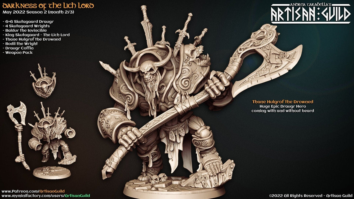 Thane Hulgrof the Drowned - Artisan Guild | DnD | Undead | Monster | Fighter | Skeleton | 32mm | Pathfinder | Frostgrave | TTRPG | Wargaming-1
