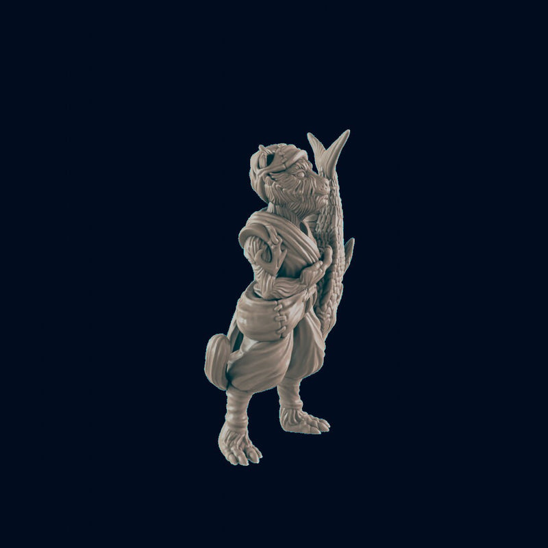 Catfolk Male Fisherman - EC3D | DnD | Catfolk | Villager | Commoner | 32mm | Pathfinder | Frostgrave | TTRPG | Wargaming-3