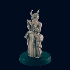 Demonkin Female Scholar - EC3D | DnD | Demonkin | Tiefling | Villager | Commoner | 32mm | Pathfinder | Frostgrave | TTRPG | Wargaming-1