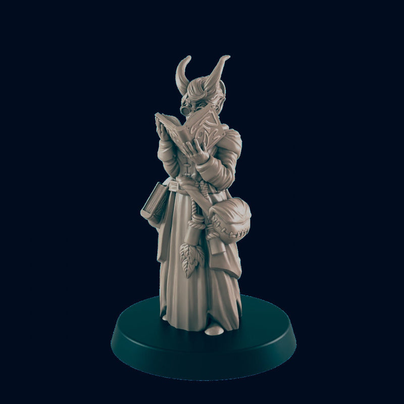 Demonkin Female Scholar - EC3D | DnD | Demonkin | Tiefling | Villager | Commoner | 32mm | Pathfinder | Frostgrave | TTRPG | Wargaming-1