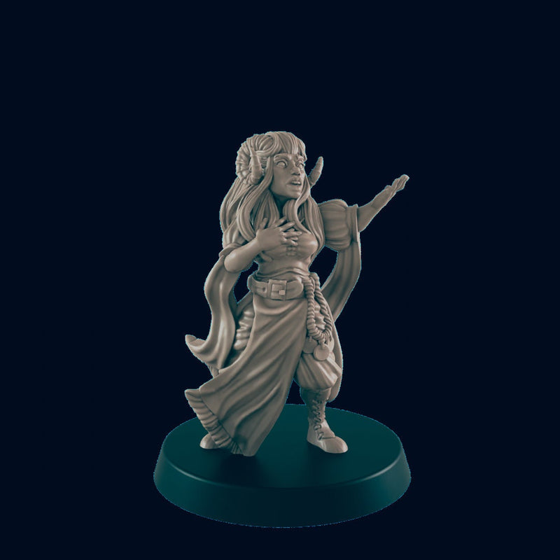 Demonkin Female Songstress - EC3D | DnD | Demonkin | Tiefling | Villager | Commoner | 32mm | Pathfinder | Frostgrave | TTRPG | Wargaming-1