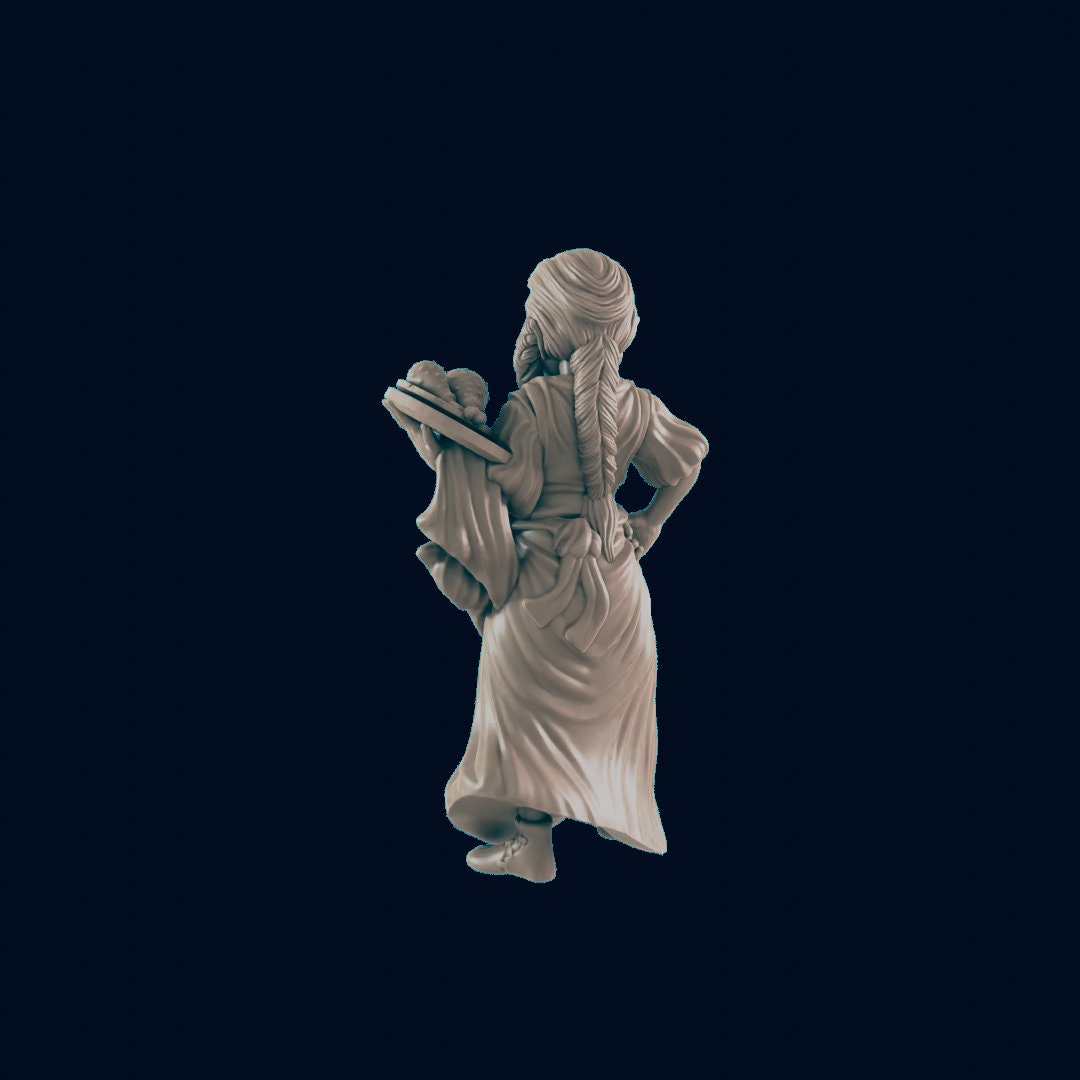 Half Orc Female Waitress - EC3D | DnD | Orc | Villager minis | bartender | 32mm | Pathfinder | innkeeper | TTRPG | Wargaming-3